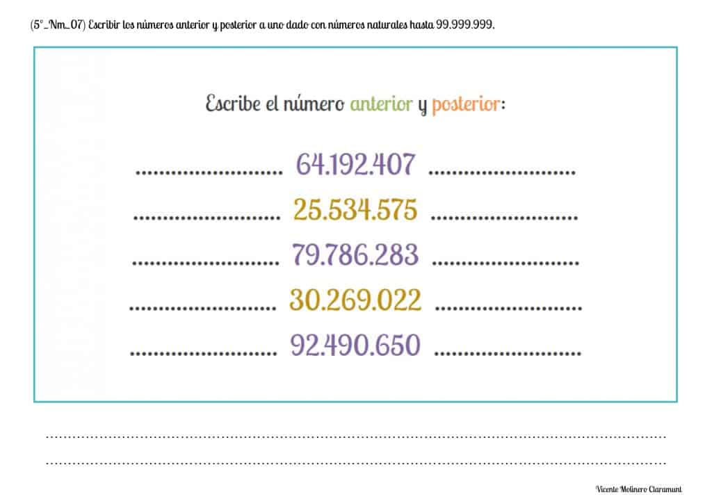 📚 Números de 7 y 8 Cifras 📚 5º Educación Primaria