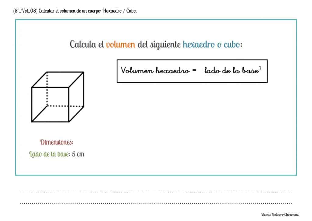 medir el volumen del cubo