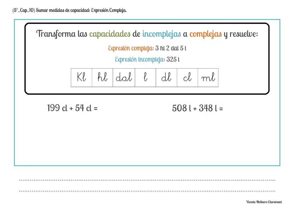 Sumar medidas de capacidad en Expresión Compleja