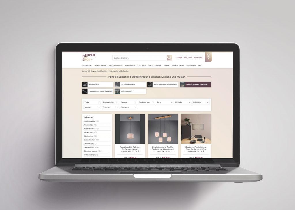Webdesign "Lampen LED Shop" für Kunden
