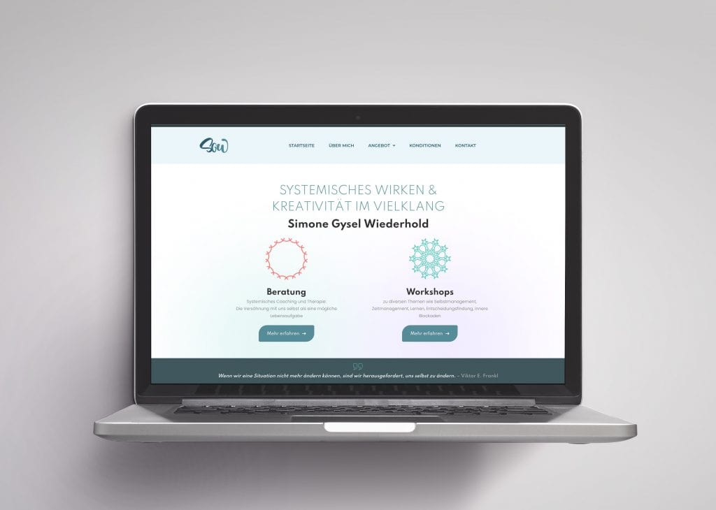 Ansicht Webdesign für Simone Gysel Wiederhold