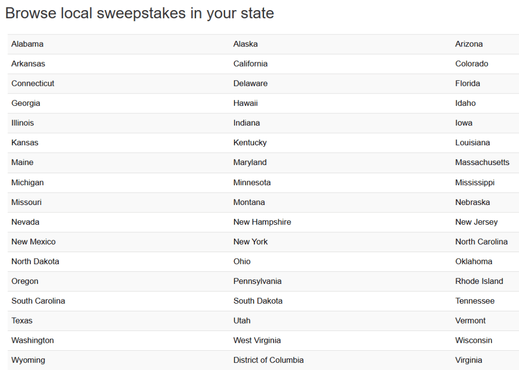 Local Sweepstakes
