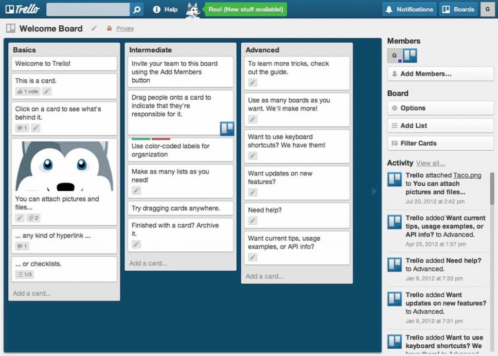 trello tablero