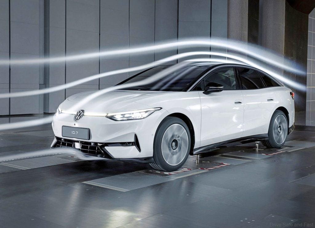 volkswagen id.7 in the wind tunnel