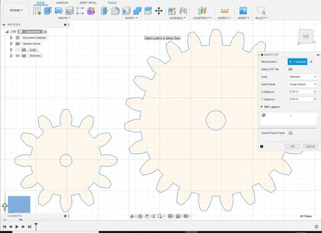 insert dxf file into fusion 360