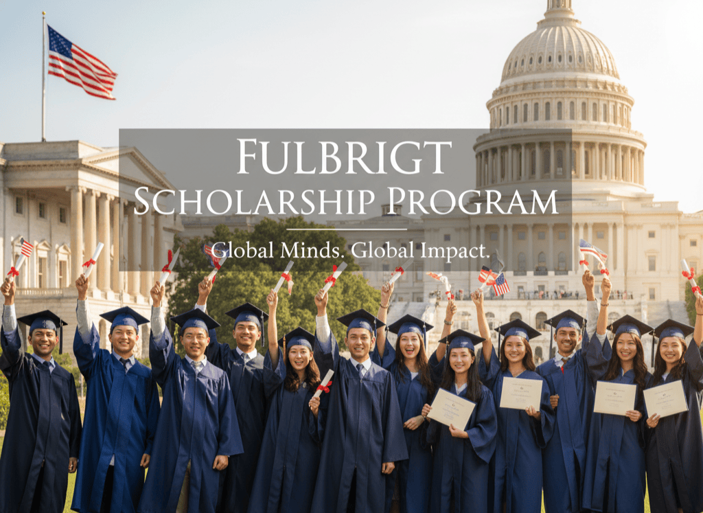International students celebrating graduation in the USA through the Fulbright Scholarship Program 2026 fully funded opportunity.