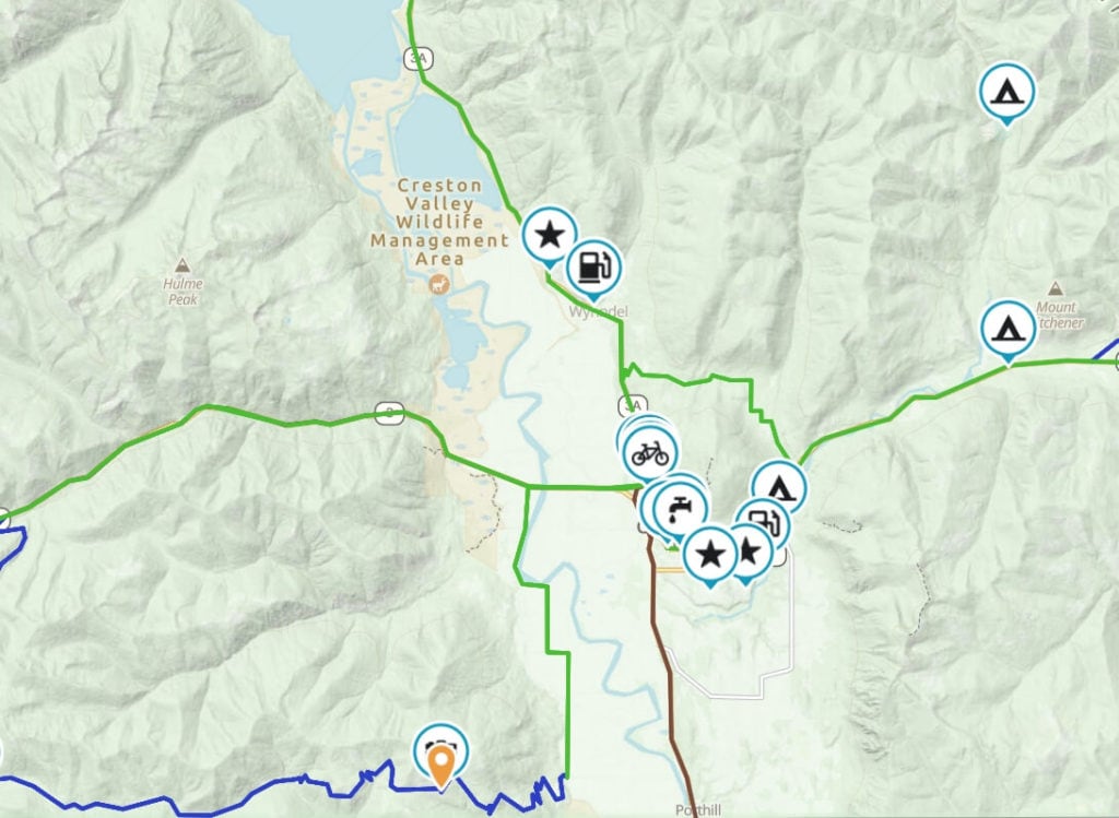 Map of Creston Valley Motorcycle Routes