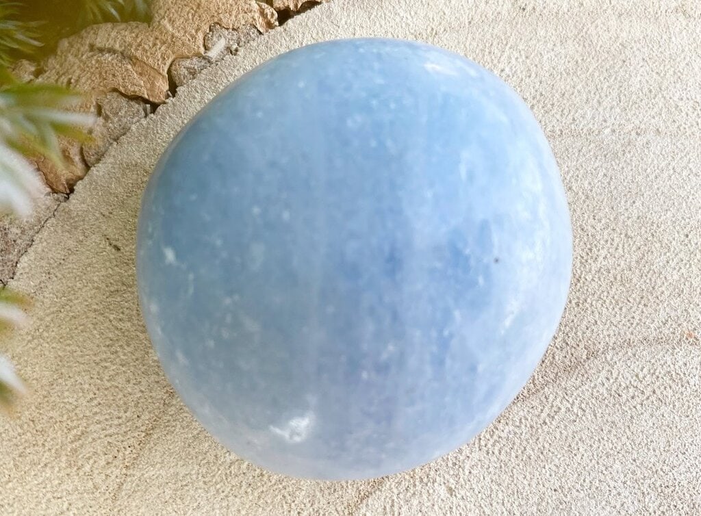 Spiral Crystals UK - Blue Calcite Palm Stone