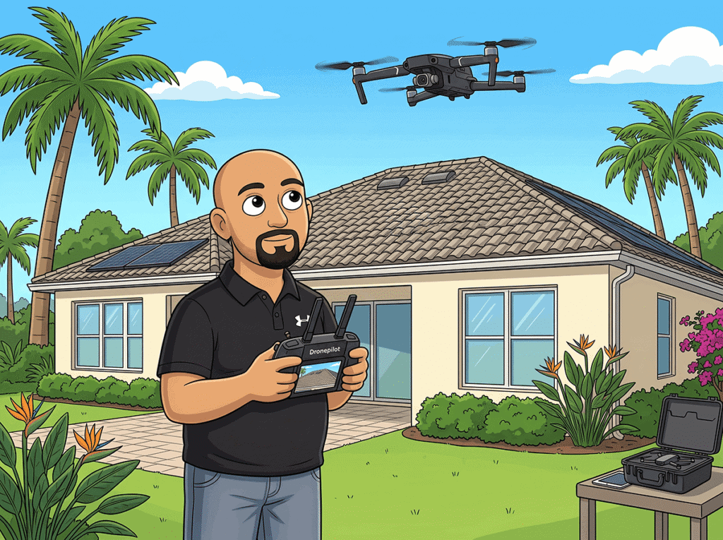 Roof photographed using a drone during a fort myers four point insurance inspection