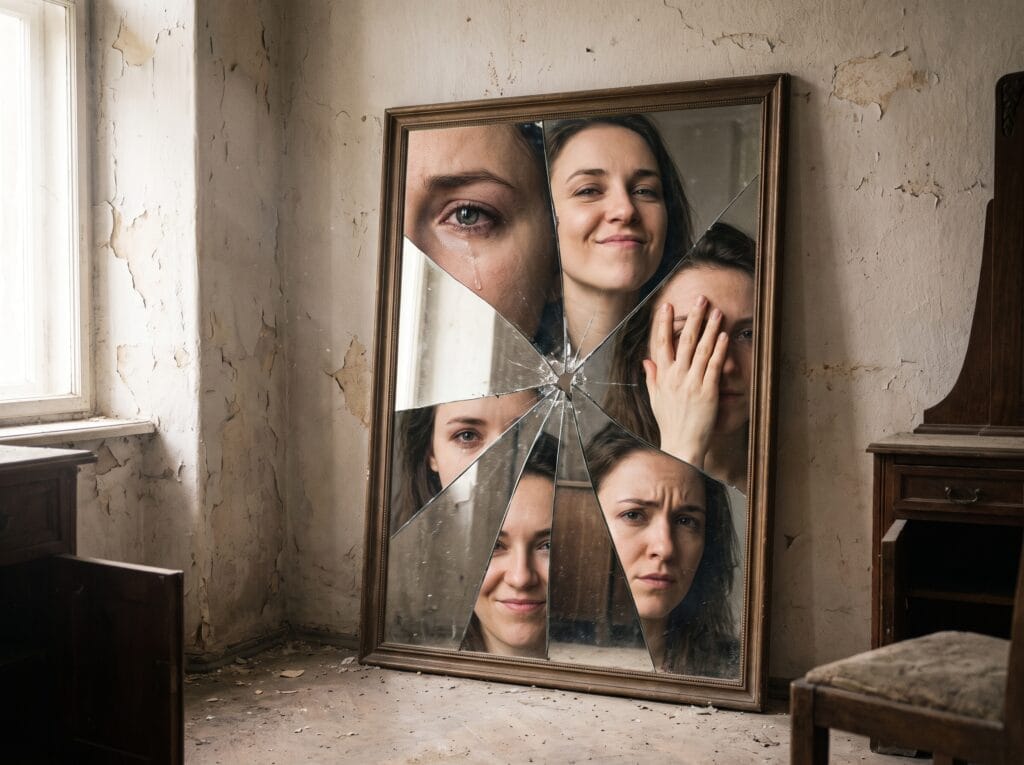 Narcisista: o que realmente está por trás de quem parece amar apenas a si mesmo? 5 Broken mirror showing face 2K 202607131534