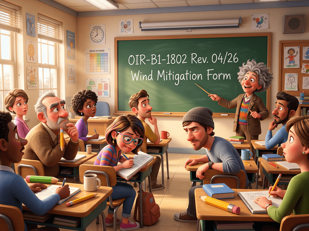 The OIR-B1-1802 wind mitigation inspection form used in Fort Myers, FL