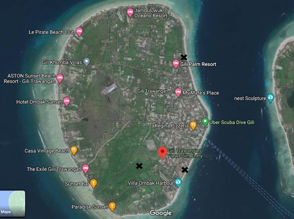 Gili Trawangan Viewpoint Map Gili Trawangan Viewpoint Map