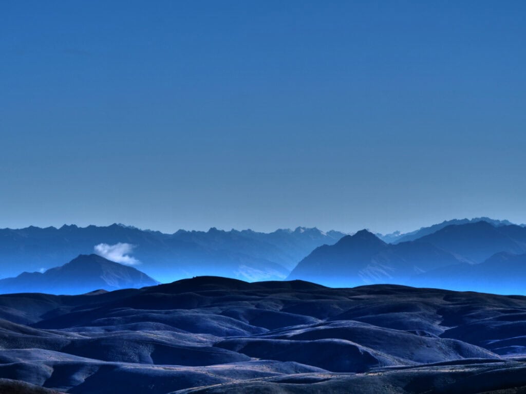 Dawn on the Criffel Range. Lake Hawea's iconic Corner Peak tin the back ground
