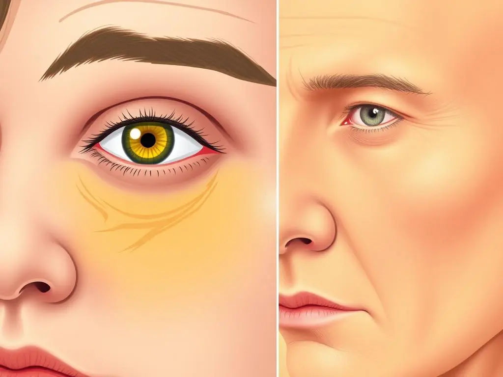 Patient with jaundice showing yellowing of skin and eyes, a common symptom of bile duct cancer