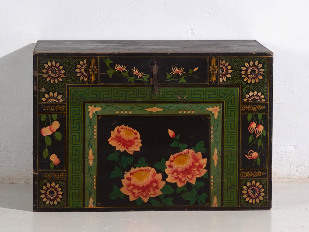 Baúl de ópera original con tonalidades verdes (China, c.1900) #32