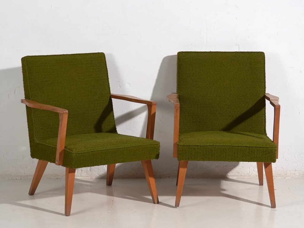 Butacas vintage de color verde (c.1950). Conjunto de 2 piezas