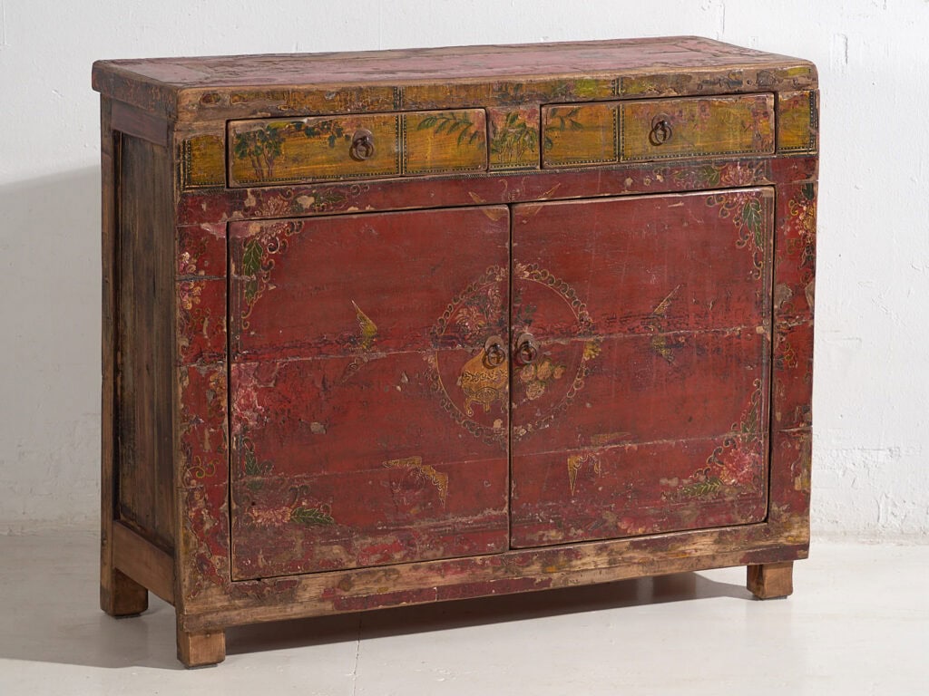 Ancienne armoire rouge à deux portes (c.1900) #16
