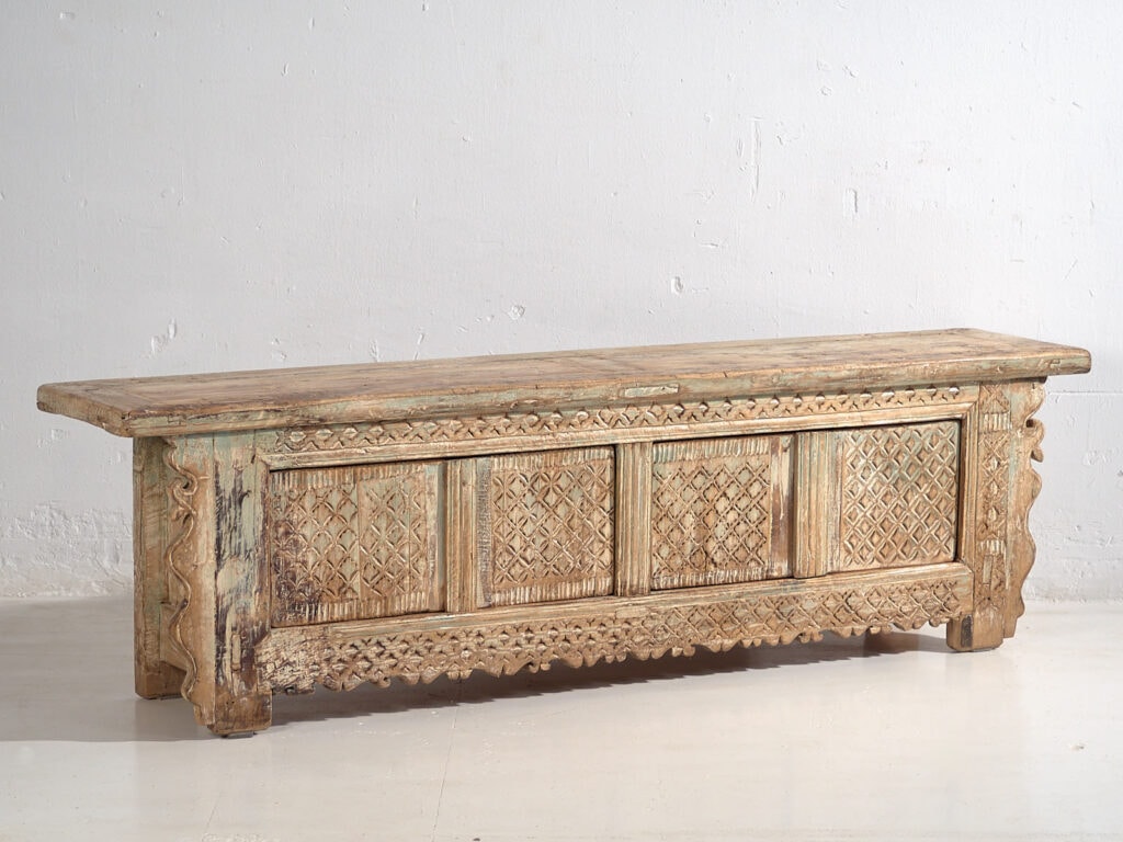 Mueble TV antiguo con pátina de color verde menta (c.1900) #33