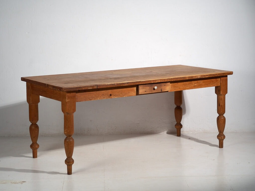 Mesa larga antigua de madera maciza (c.1920) #53