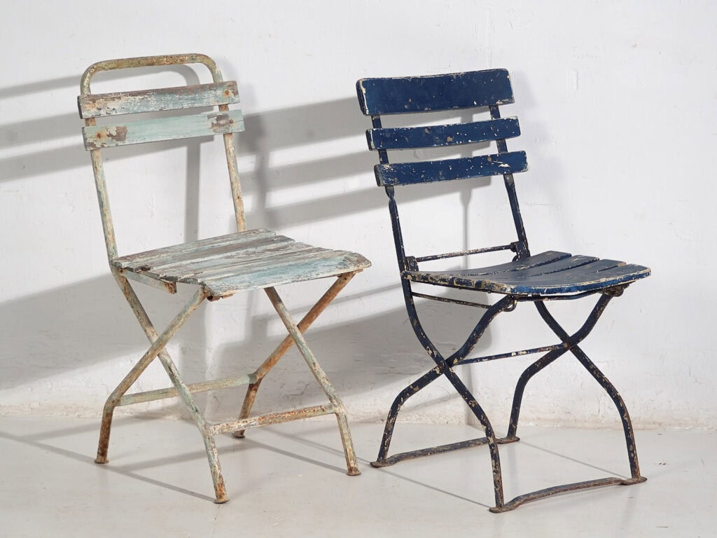 Sillas plegables de jardín antiguas (c.1920). Conjunto de 4 piezas #34