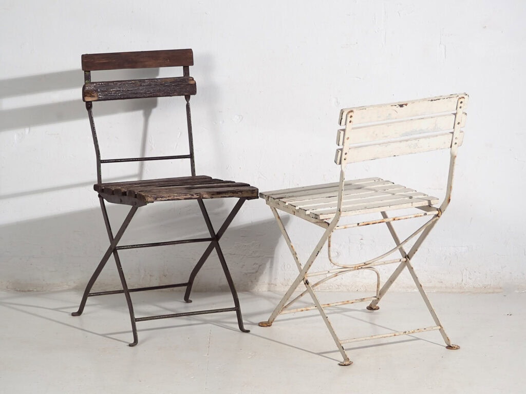 Sillas plegables de jardín antiguas (c.1920). Conjunto de 4 piezas #34