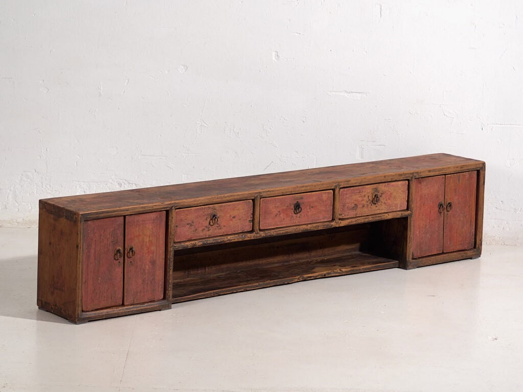 Mueble bajo antiguo con pátina de color rojo (c.1900) #29