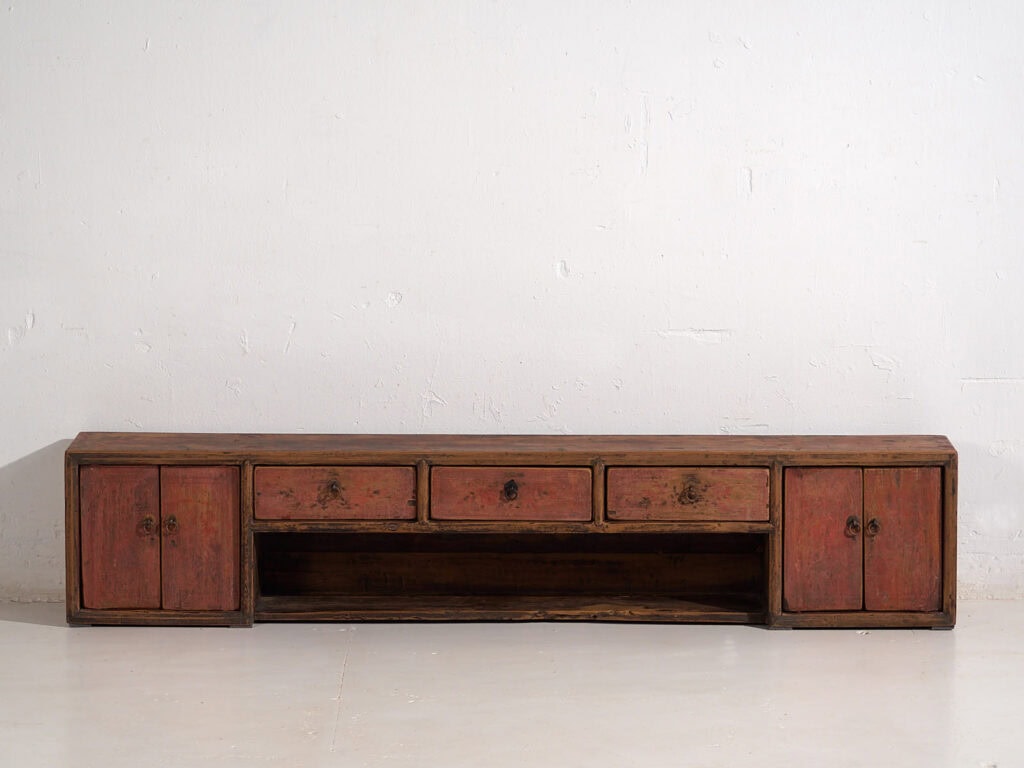 Mueble bajo antiguo con pátina de color rojo (c.1900) #29