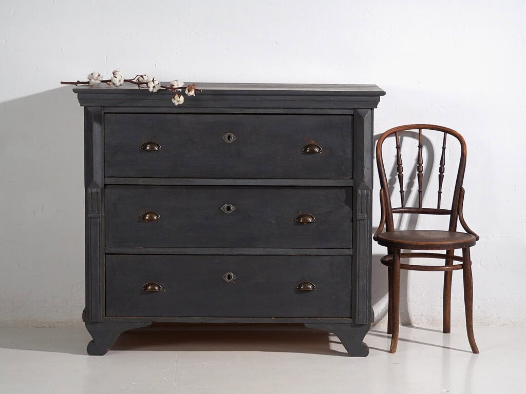 Cómoda cajonera antigua de color gris (c.1920) #26
