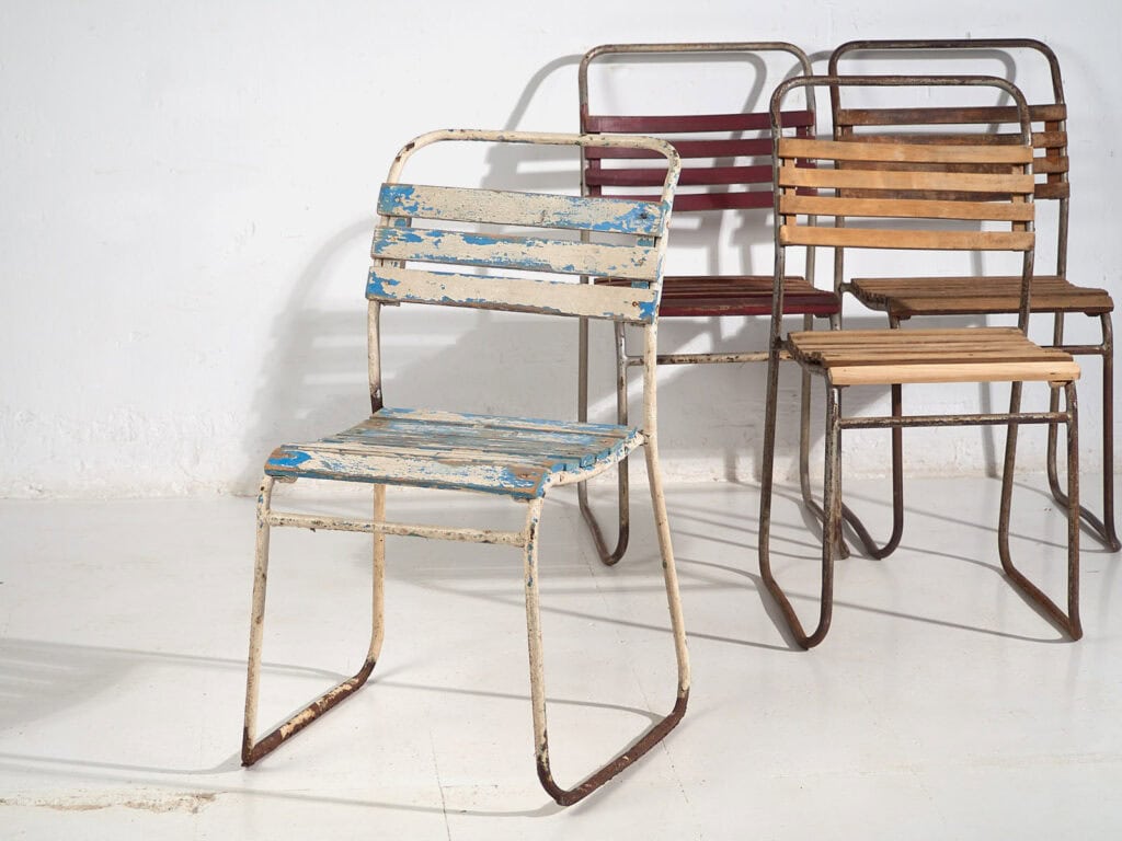 Sillas de exterior antiguas (c.1920). Conjunto de 4 piezas #34