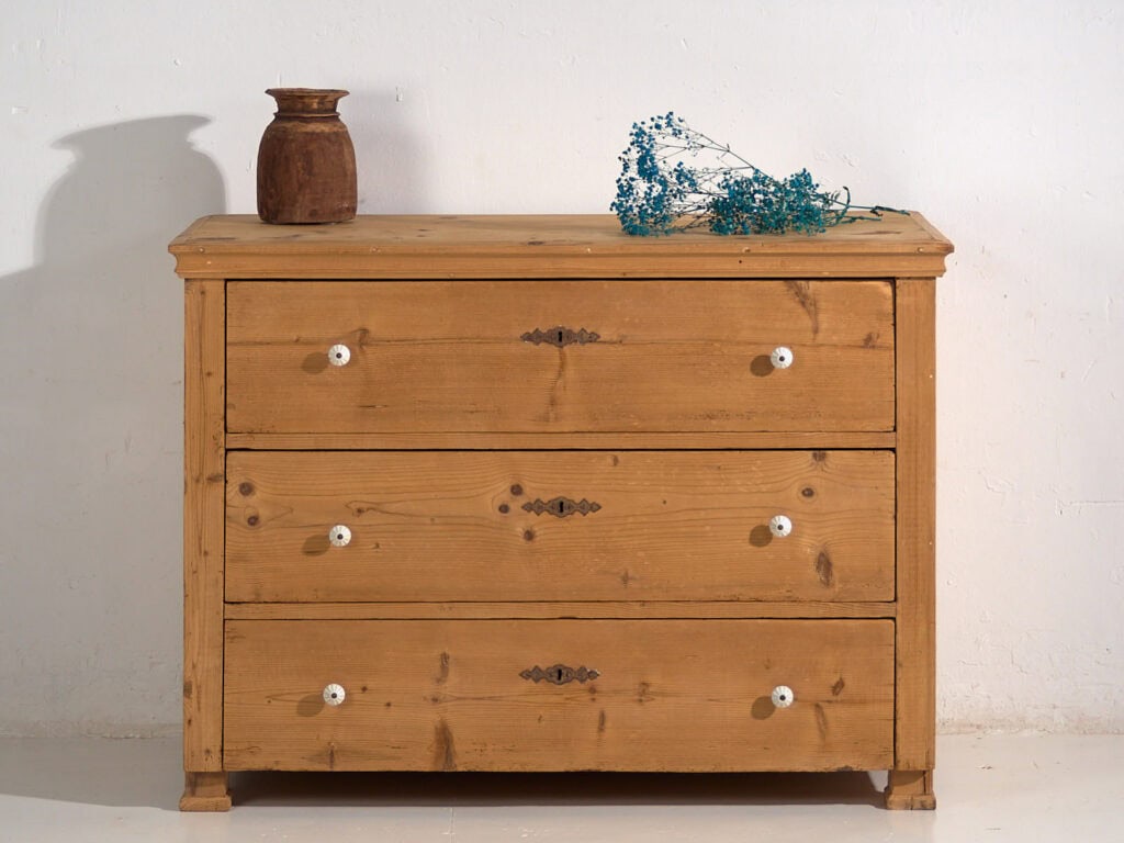 Commode ancienne en bois massif (c.1920) #14