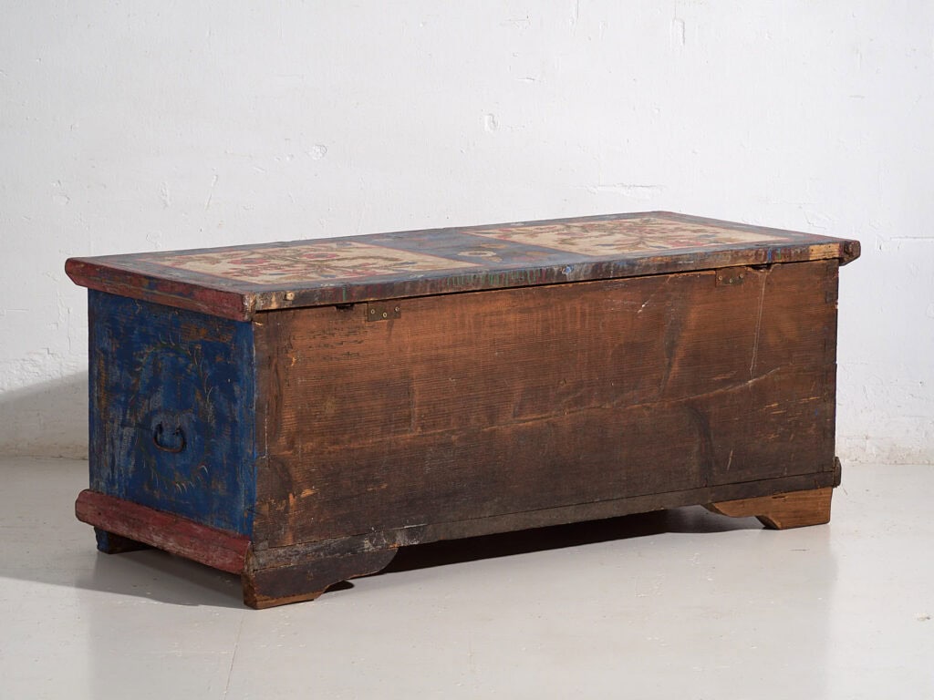 Antique blue folk art style chest (c.1920) #93