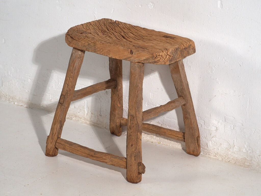 Tabouret ancien de style primitif (c.1900) #4