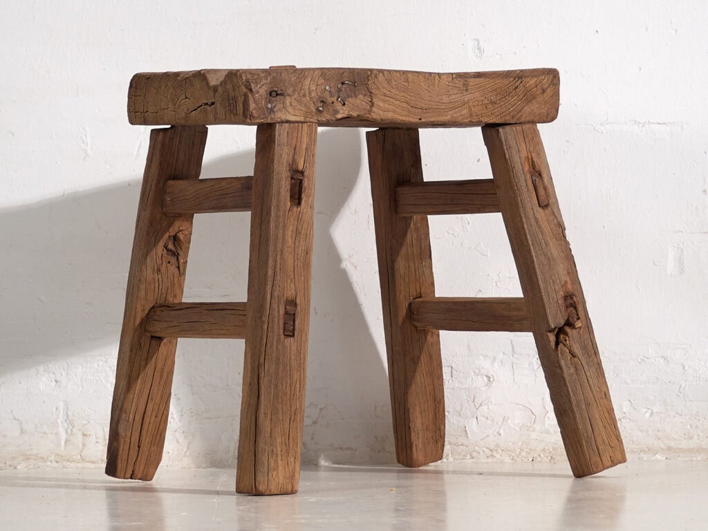 Tabouret ancien de style primitif (c.1900) #9