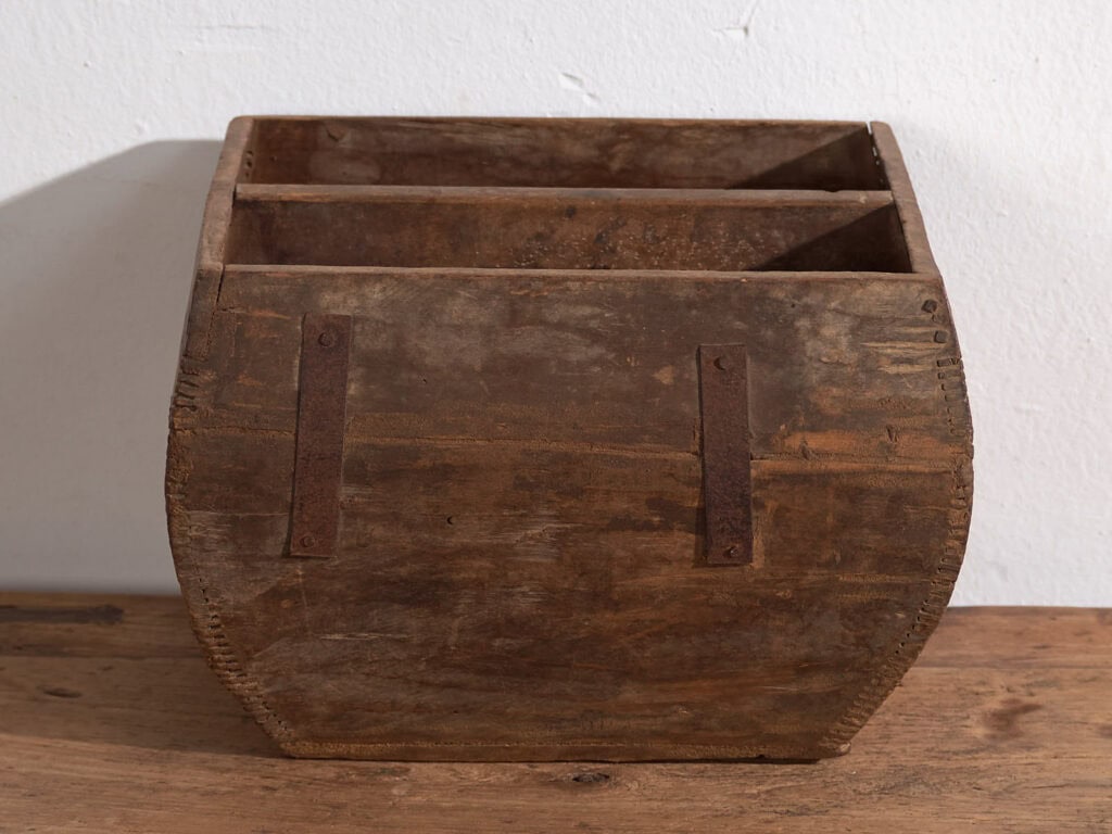 Antigua cesta de madera maciza (c.1900) #1