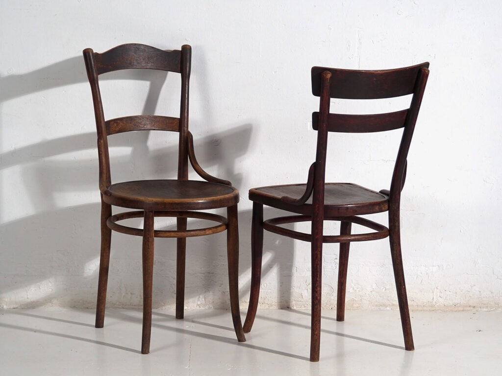Chaises de salle à manger anciennes (c.1920). Ensemble de 6 pièces n°3