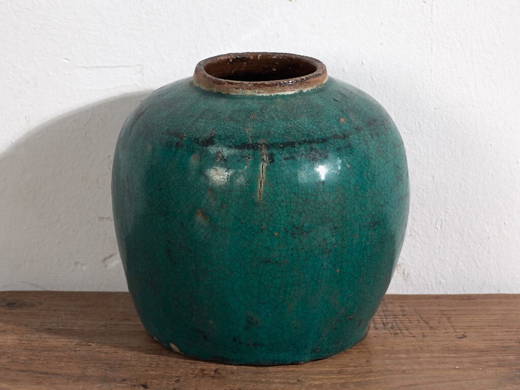 Antique green round vase (c.1820) #28