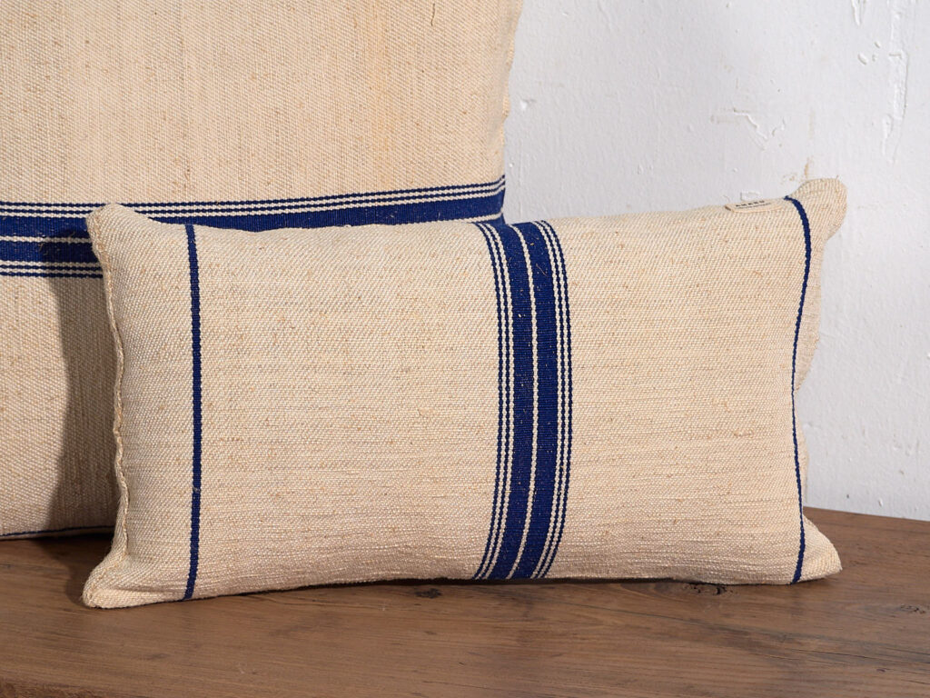 Coussins en lin antique bleu #2