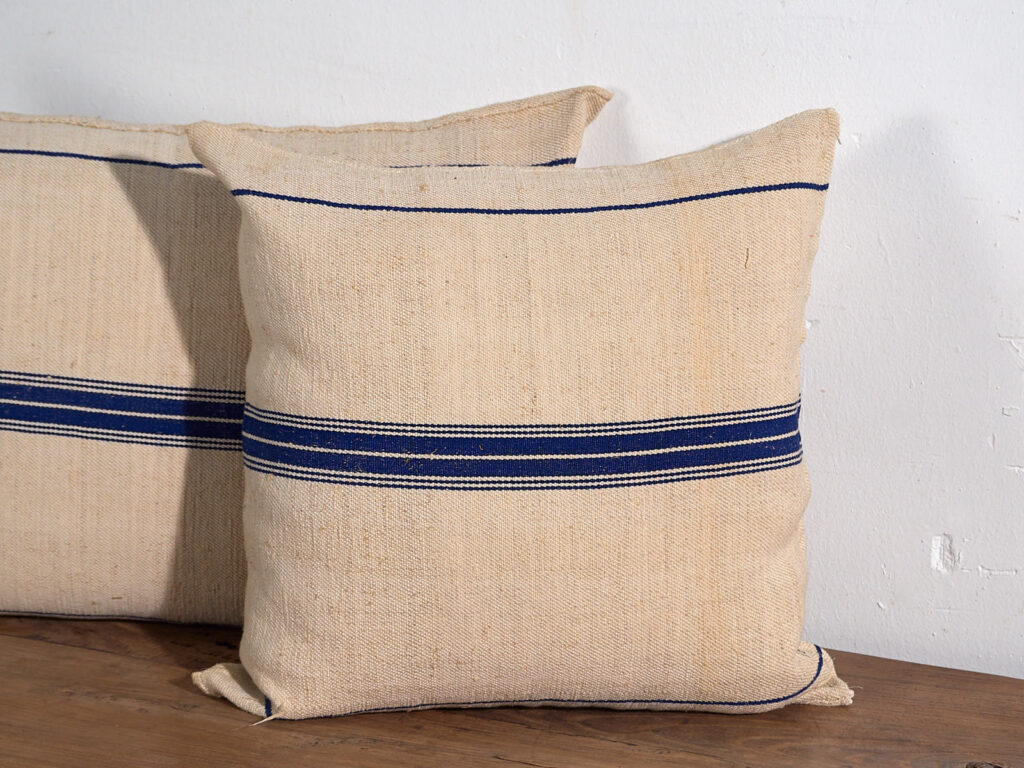 Coussins en lin antique bleu #2