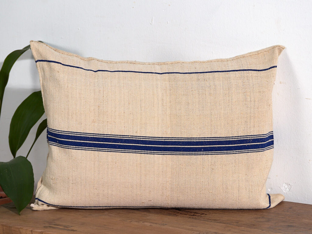Coussins en lin antique bleu #2