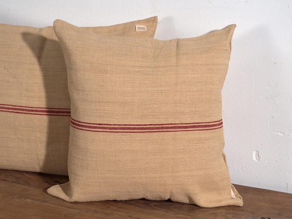 Red antique linen cushions #1