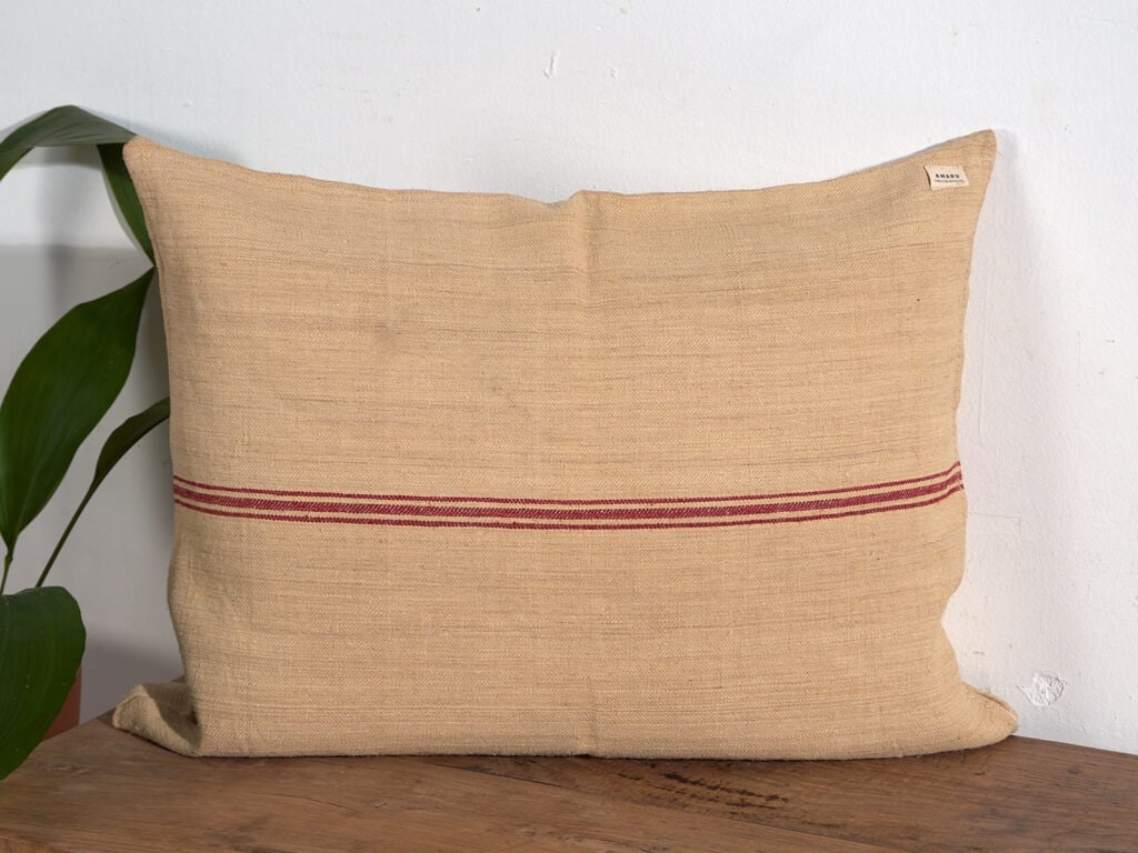 Red antique linen cushions #1
