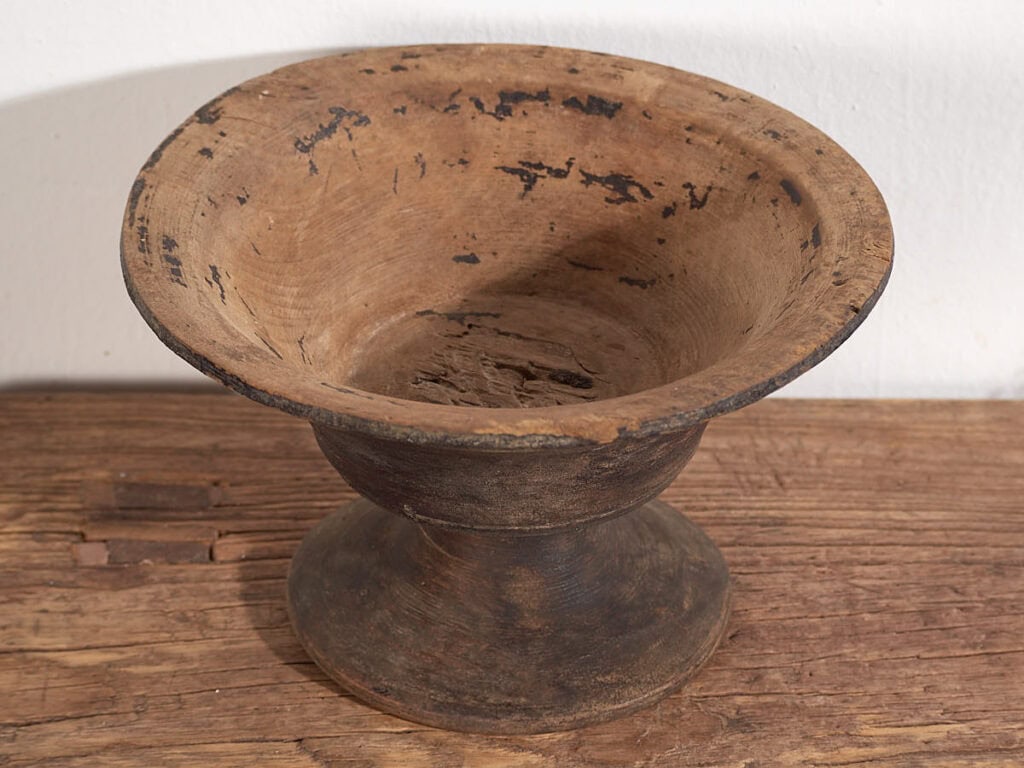 Antique solid wood Tibetan bowl (c.1900) #5