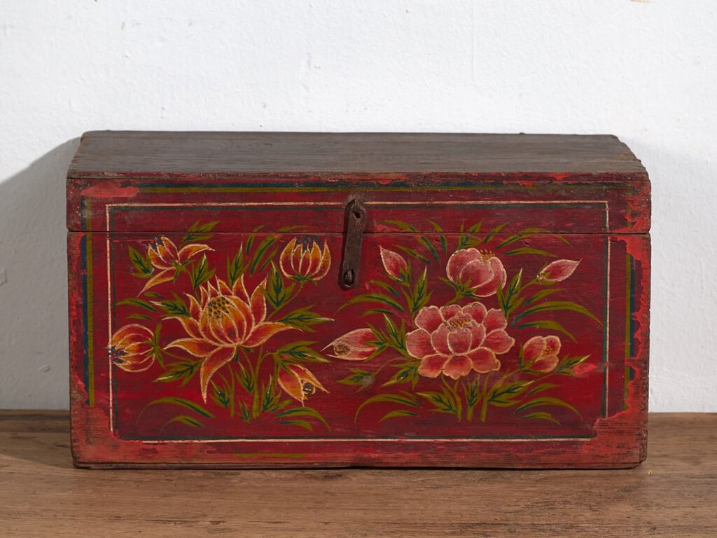 Estuche antiguo con motivos florales pintados a mano (c.1900) #27