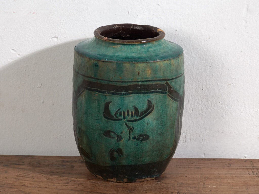 Antiguo jarrón esmaltado de color verde esmeralda (c.1820) #26