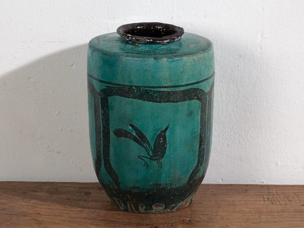 Jarrón alto antiguo de color verde turquesa (c.1820) #30