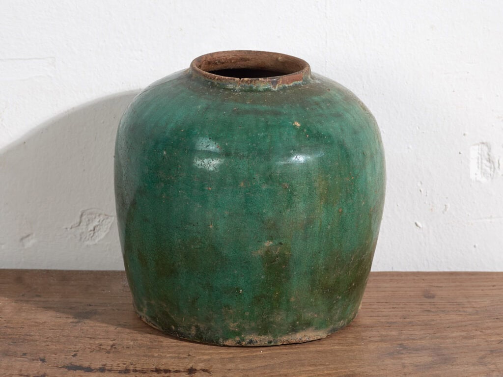 Antiguo jarrón esmaltado de color verde esmeralda (c.1820) #36