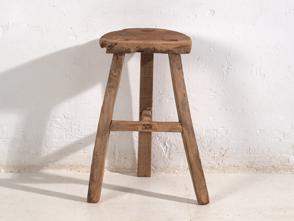 Antiguo taburete de madera maciza (c.1900) #3