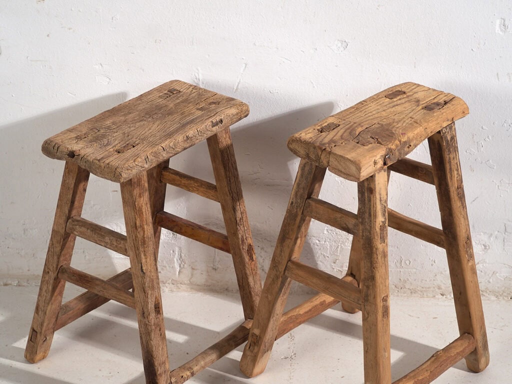 Taburetes asiáticos antiguos (c.1900). Conjunto de 2 piezas #4