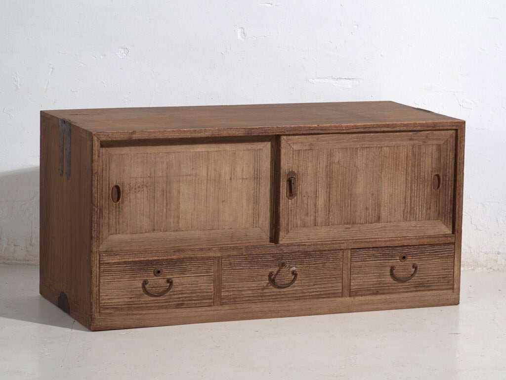 Armario bajo con puertas correderas antiguo - Periodo Taishō / Showa (c.1920-1970) #9