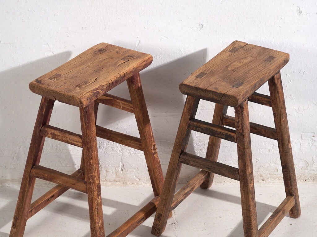 Taburetes orientales antiguos (c.1900). Conjunto de 2 piezas #7